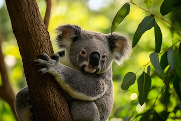 Fototapeta premium Wildlife Photography Of A Koala Bear, Animal Photography, Koala Bear Close-up, Koala Bear Nature Photography, Animal Portrait Photography, High Quality Koala Bear Image