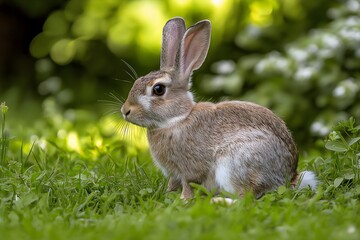 Fototapeta premium Wildlife Photography Of A Rabbit, Animal Photography, Rabbit Close-up, Rabbit Nature Photography, Animal Portrait Photography, High Quality Rabbit Image