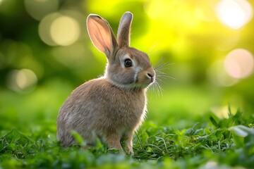 Fototapeta premium Wildlife Photography Of A Rabbit, Animal Photography, Rabbit Close-up, Rabbit Nature Photography, Animal Portrait Photography, High Quality Rabbit Image