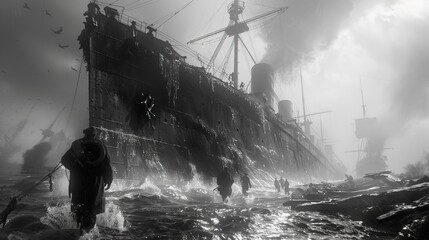 A Shipwreck in the Fog: A Haunting Black and White Image