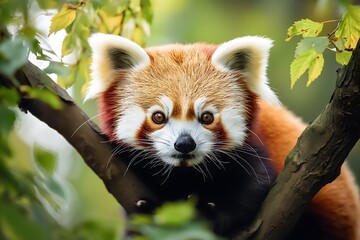 Obraz premium Wildlife Photography Of A Red Panda, Animal Photography, Red Panda Close-up, Red Panda Nature Photography, Animal Portrait Photography, High Quality Red Panda Image