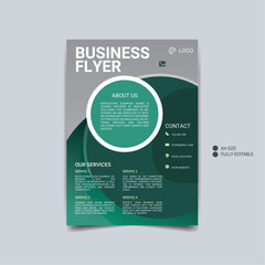Corporate green business flyer template design, cover modern layout
