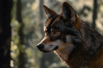 Fototapeta premium Wildlife Photography Of A Wolf, Animal Photography, Wolf Close-up, Wolf Nature Photography, Animal Portrait Photography, High Quality Wolf Image