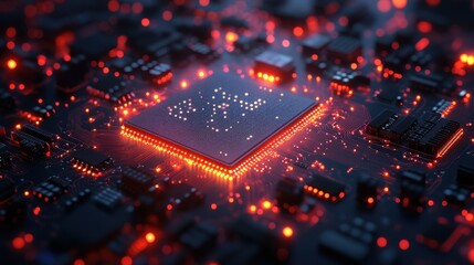 futuristic microchip cpu circuit board technology abstract backgroundillustration