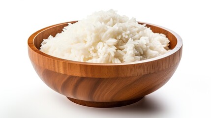 Bowl of White Rice on a White Background. Bowl Of Rice. Generate Ai Image