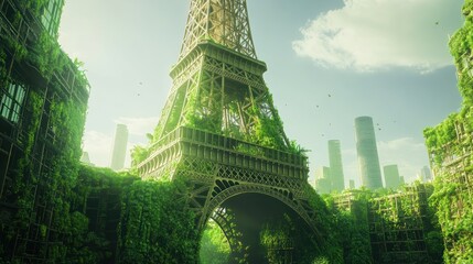 Eiffel Tower Overgrown with Nature