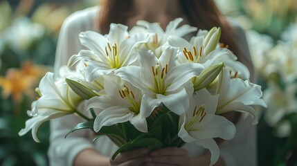 A highly realistic image of a person engaged in Lily – Modern style in a white background The scene is well-lit, with natural light highlighting the details. The background is slightly blurred 