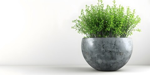 Modern grey pot with minimalist green plant.