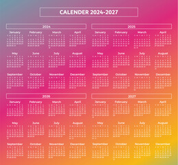 Calendars 2024-2027 free vector Calendar Design for New Year 