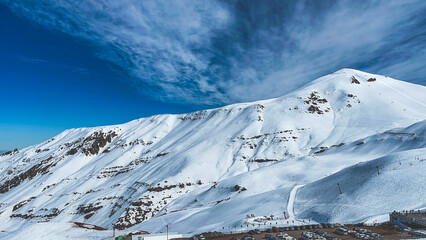 snowy mountains of valley nevado chile