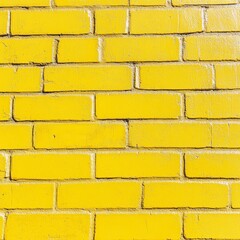 Obraz premium A close-up view of a vibrant yellow brick wall, showcasing the smooth painted texture and uniform brick pattern, offering a striking visual element and background concept.