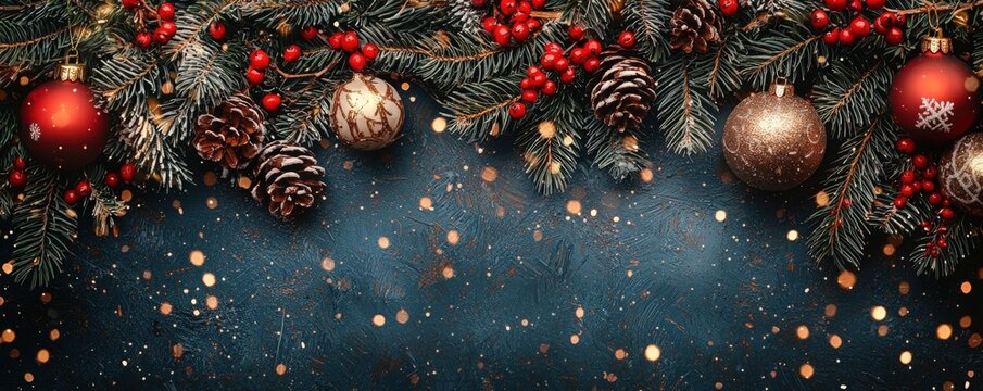 Holiday-themed Christmas backdrop featuring festive decorations with intricate holiday patterns