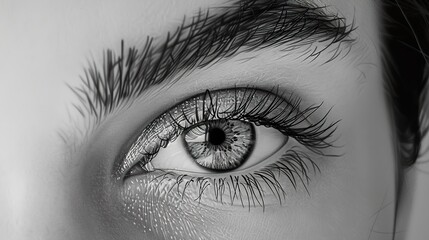 Obraz premium Close Up of an Eye with Dramatic Eyelashes and Makeup