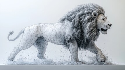 Obraz premium A detailed drawing of a lion in motion, showcasing artistic skill.