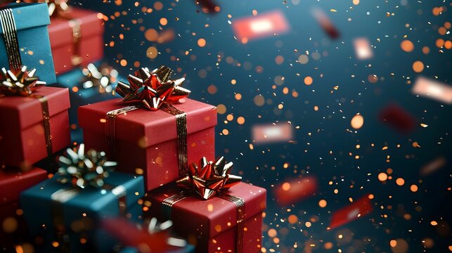 Energetic Black Friday Sale Background with Exploding Gift Boxes and Flying Discount Tags