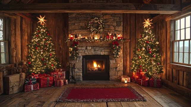Rustic design with holiday lights creating a warm and inviting Christmas backdrop