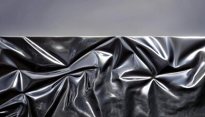 Texture noire brillante drapée, reflets métalliques, ondulé lisse. Idéal pour arrière-plan, design futuriste, textile, mode, décoration, packaging, graphisme digital, visuels modernes créatifs