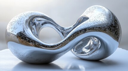 A sleek, metallic infinity sculpture showcasing modern design.