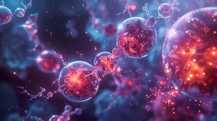 Abstract 3D Illustration of Cells and DNA