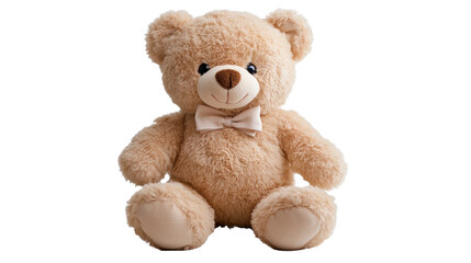 Charming teddy bear with a bow, soft plush toy for all ages.