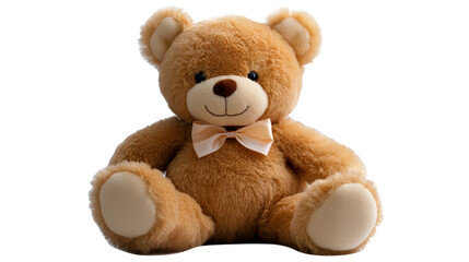 Obraz premium Cute teddy bear with bow, charming soft toy, perfect for gifts.