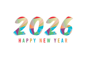 Happy New Year 2026 text design. Cover of business diary for the new year 2026 with wishes. Happy New Year 2026 with calligraphy painted text effects.