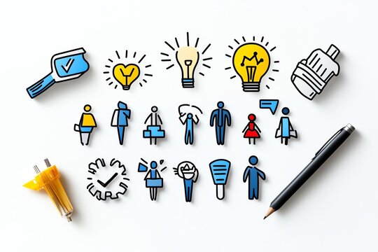 Minimalist business culture chart, with icons representing key values like inclusivity, innovation, and teamwork