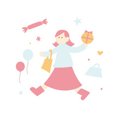 ショッピングと楽しむ人のイラスト