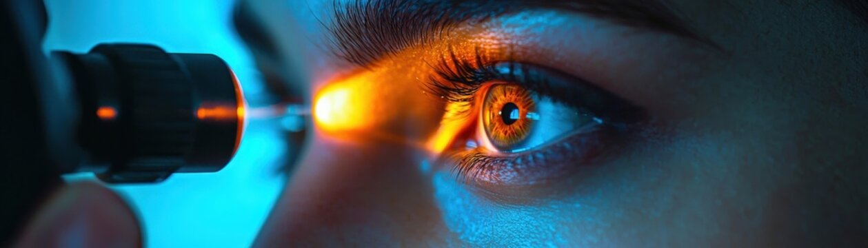 Doctor hand holding a small flashlight to check a patient&Atilde;&cent;&acirc;&sbquo;&not;&acirc;&bdquo;&cent;s eyes, eye check, pupil reflex test