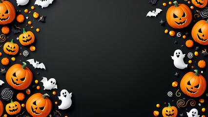 Halloween layout, Halloween copy space, Halloween card layout, Halloween pumpkin, Halloween letter paper, Halloween illustration, Halloween concept, Halloween background, Halloween banner