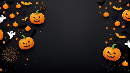 Halloween layout, Halloween copy space, Halloween card layout, Halloween pumpkin, Halloween letter paper, Halloween illustration, Halloween concept, Halloween background, Halloween banner