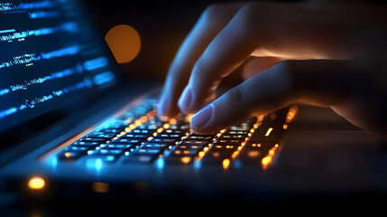 Closeup Photo of a Hand Typing on a Laptop Keyboard