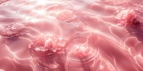 Pink water surface with gentle ripples.