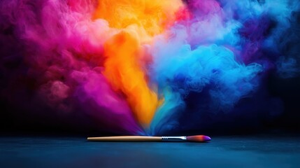 Vibrant and dynamic abstract background of colorful smoke paint or powdery explosion creating a mesmerizing and ethereal visual effect