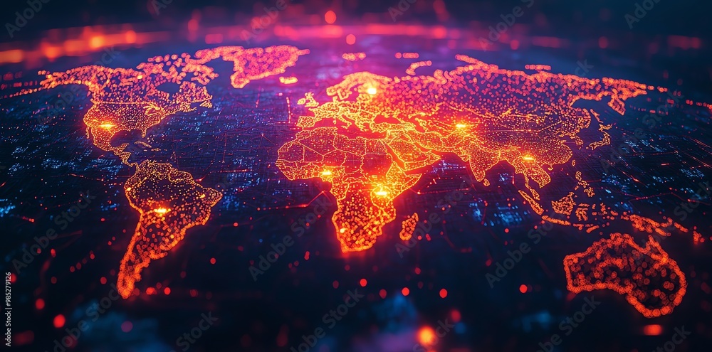 Aufkleber a glowing, abstract representation of the world, made up of connected nodes, representing global con