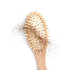 One brush with lost hair isolated on white, top view