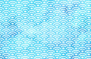 水彩　和柄　青海波