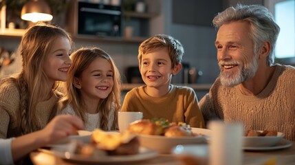 A family dinner where one parent is visibly intoxicated, causing tension and distress among family members, showing the impact of addiction on family dynamics