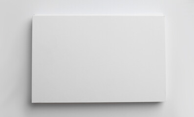 Blank business cards on light grey background, top view. Mockup for design