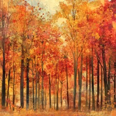 Fototapeta premium Vibrant Autumn Forest with Golden Leaves