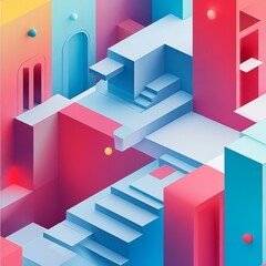 Colorful Abstract Geometric Composition