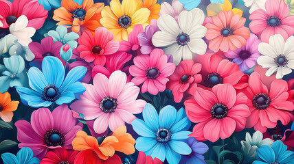 Vibrant Floral Panorama for Expansive Background Design