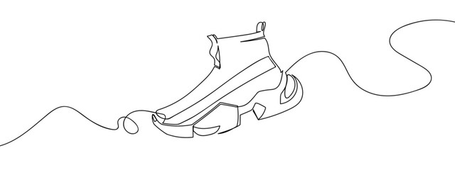 sneakers line art vector illustration with transparent background editable stroke.
