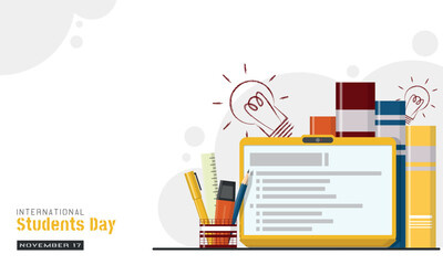 International Students Day Template with learning tools in the modern era