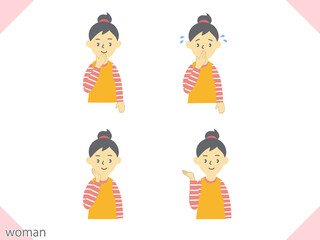 色々な表情の女性の上半身のイラスト
