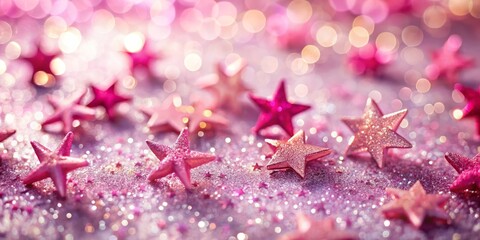 Naklejka premium Delicate pink stars twinkle softly, creating a whimsical backdrop perfect for imaginative designs that evoke charm and