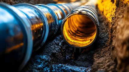 Underground Pipes in Trench - Realistic Photo