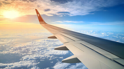 Airplane Wing Above Clouds Photo