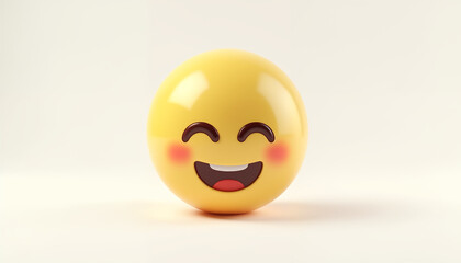 Fototapeta premium Cute emoticon happy 2 face 3D