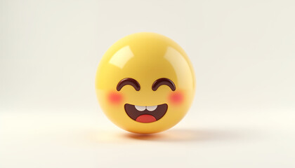 Fototapeta premium Cute emoticon happy 3 face 3D